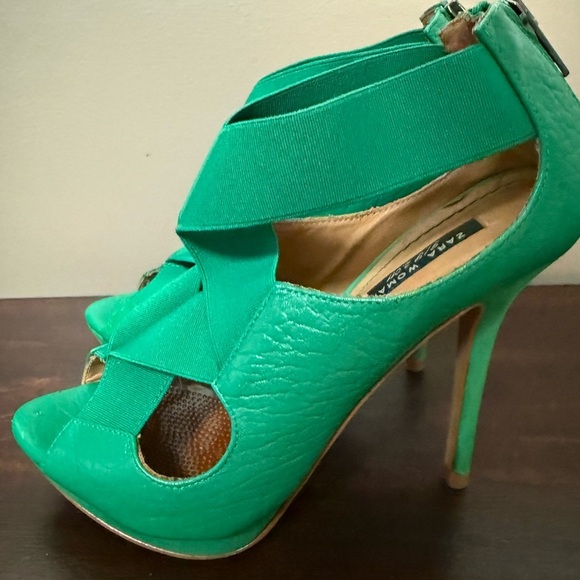 Zara Emerald Green Heeled Sandals - Picture 9 of 14